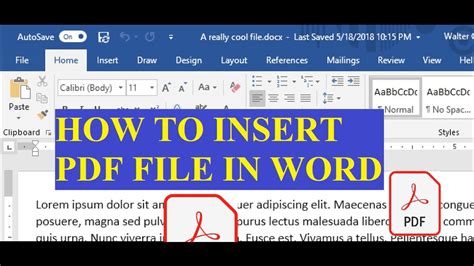 How To Insert Insert Pdf File In Word Document How To Pdf File In