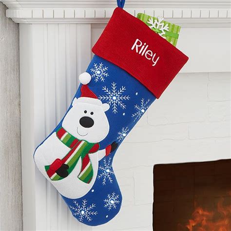 Polar Bear Winter Fun Personalized Led Light Up Christmas Stocking