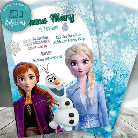 Editable Frozen Elsa 2 Birthday Invitation Instant Download Bobotemp