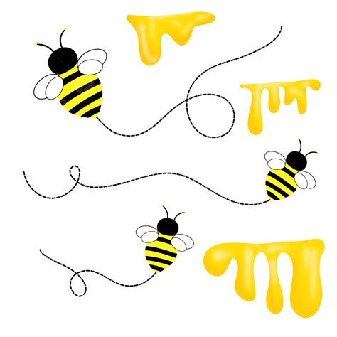 Lebah Terbang Dengan Ilustrasi Cairan Madu Segar Png Madu Lebah