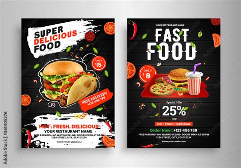 Fototapeta Fast Food Flyer Design Template Cooking Cafe And Restaurant