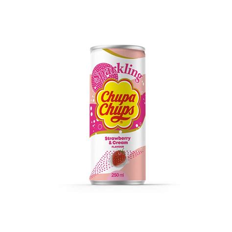Chupa Chups 250ml X 24 Cans Strawberry And Cream Flavour Sparkling Soft