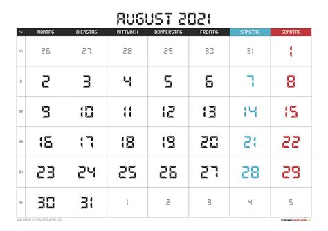 Der urlaubsplaner 2021 mit feiertagen, ferien, brückentagen und langen wochenenden. Catch Kalenderblatt August 2021 Zum Ausdrucken | Best ...
