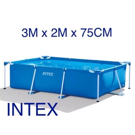 Intex Rectangular Frame Swimming Pool Size 300mx200mx75cm Shopee