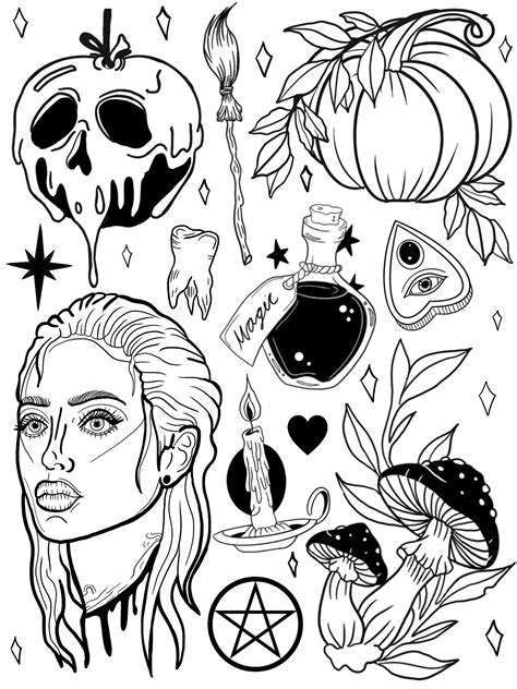 🎃 🔮 Flash Sheet 🔮 🎃 Halloween Tattoo Flash Horror Tattoo Tattoo