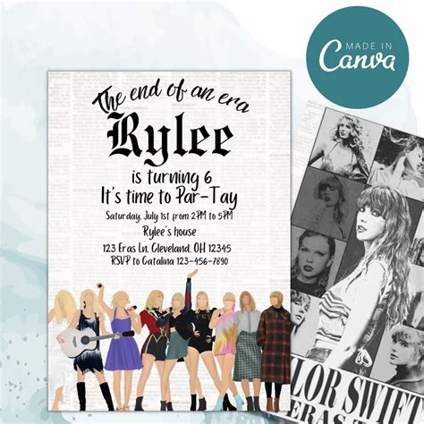 Buy Taylor Swift Birthday Invitation Taylor Swift Eras Tour Online In