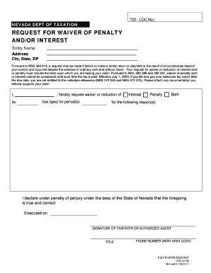 • they committed their crimes only to help their spouses or children; Fillable Online Nevada Request for Waiver of Penalty andor ...