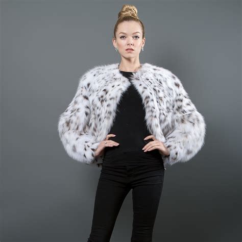 Short White Real Lynx Fur Jacket For Women Fur Caravan