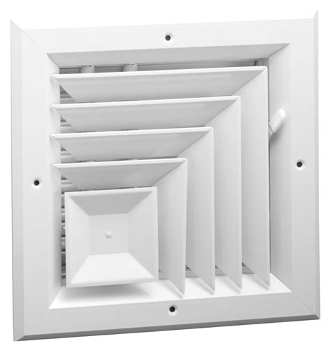Curved blade ceiling diffuser with this type of diffuser the curved louvers in more moderate climates, particularly in well insulated homes, comfort conditioning is not as critical. A505 - Aluminum 2-way Corner Ceiling Diffuser, MS or OBD ...