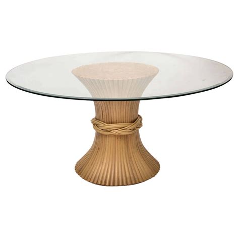 Vintage mcm milo baughman style chrome bamboo rattan glass dining gaming table. Bamboo Base Glass-Top Center Table at 1stdibs