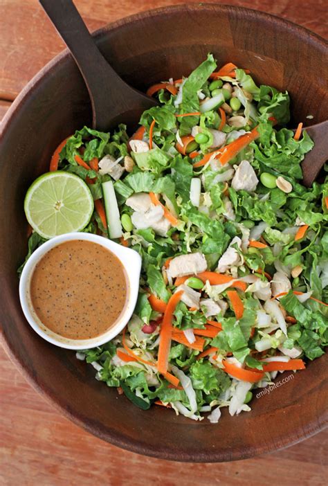 Whenever i am in need of eating something on the healthy side, i always turn to one of my favorite food blogs pinch of. Thai Chicken Chopped Salad with Peanut Dressing - Emily Bites