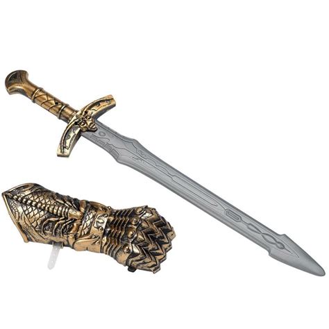 Kids Medieval Book Knight King Weapons Set Toy Sword Gauntlet Costume