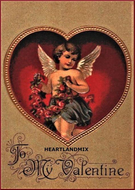 Vintage Victorian Valentine Card Wall Art Image Instant Etsy