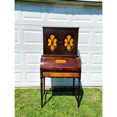 Modern executive office desk with hutch for sale. Maddox Ornate Ladies Secretary Desk With Hutch 1900s Antique | Chairish