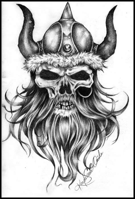 Viking Skull Design Viking Warrior Tattoos Viking Drawings Skull