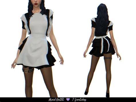 Sims 4 Anime Maid Outfit Maxis Match Peplum Dress Swatch Dresses