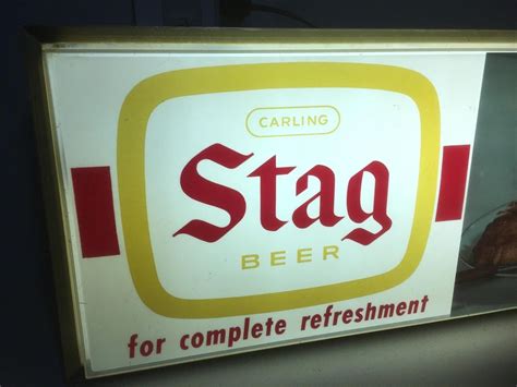Vintage Stag Beer Lighted Sign Carling For Complete Refreshment