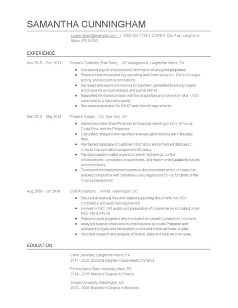 Finance Controller Resume Examples And Tips Zippia
