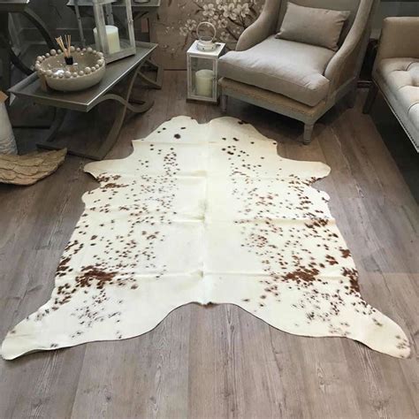 Cowhide Rug Creamy White Rich Chestnut Speckled By Cowshed Interiors