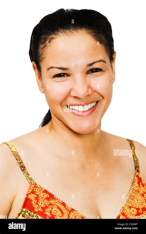 Woman Smiling And Posing Isolated Over White Stock Photo Alamy