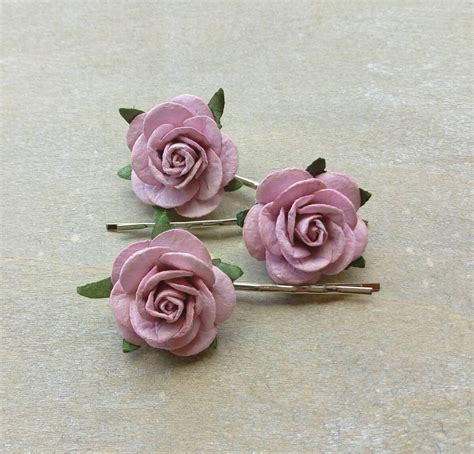 dusky pink rose hair pins rose bobby pins rose etsy handmade hair clip bridal hair pins