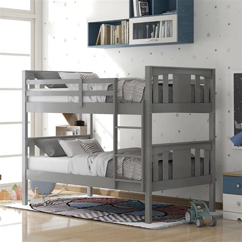 Buy Merax Twin Over Twin Bunk Bed Solid Wood Bunk Bed Frame With