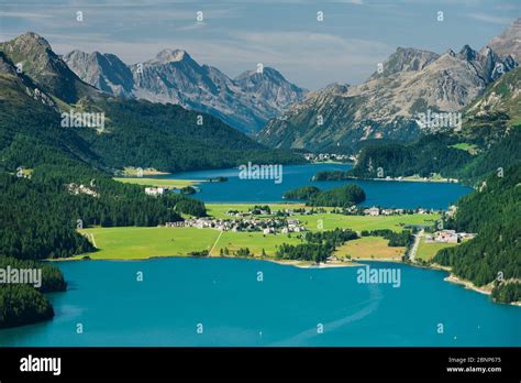 Vue Sur La Haute Engadine Le Lac Silvaplana Engadin Grisons Suisse