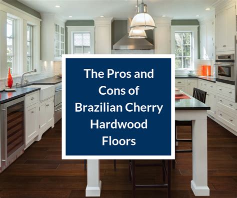 The movable kitchen island at the center of the kitchen stands on carved legs and has a full cabinet base with dark walnut top, matching the wood tone of the flooring. The Pros and Cons of Brazilian Cherry Hardwood ...