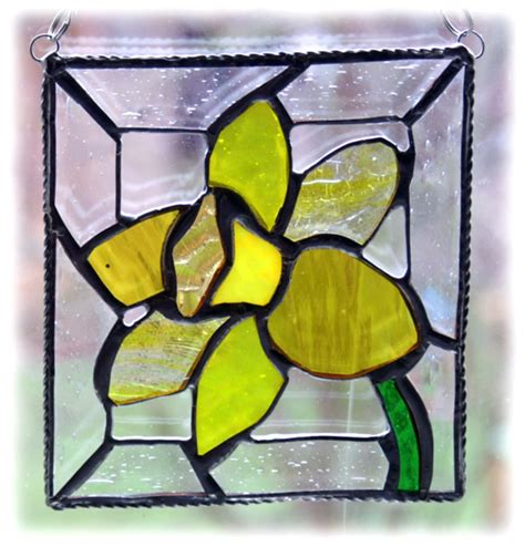 Daffodil Stained Glass Framed Suncatcher Flower Folksy
