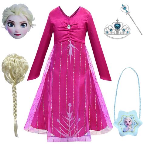 Girls Frozen 2 Elsa Dress Costumes For Kids Rose Red Sku999410 27