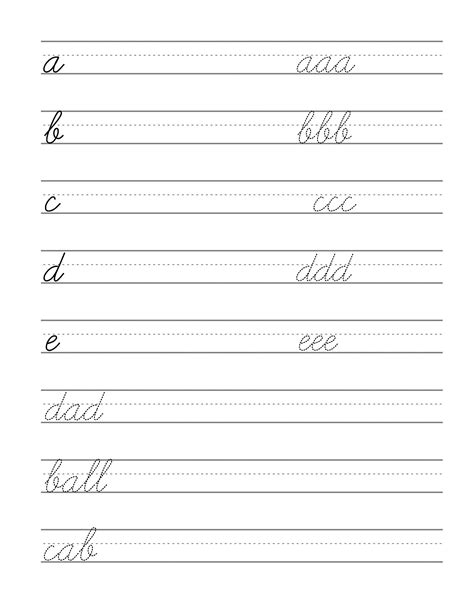 Free Cursive Templates Practice Writing Words In Standard Cursive