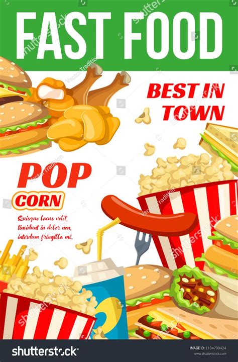 Fast Food Poster For Cinema Bistro Bar Or Fastfood Restaurant Snacks