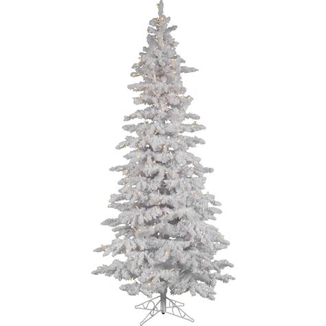 Vickerman Pre Lit 75 Flocked White Slim Artificial Christmas Tree