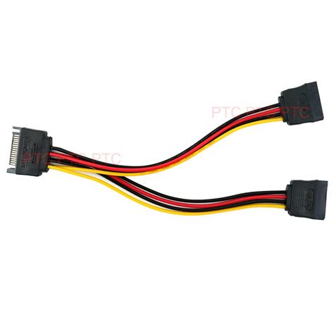 15 Pin Sata Male To 2 Sata Splitter Female M F Y Power Cable For Hard