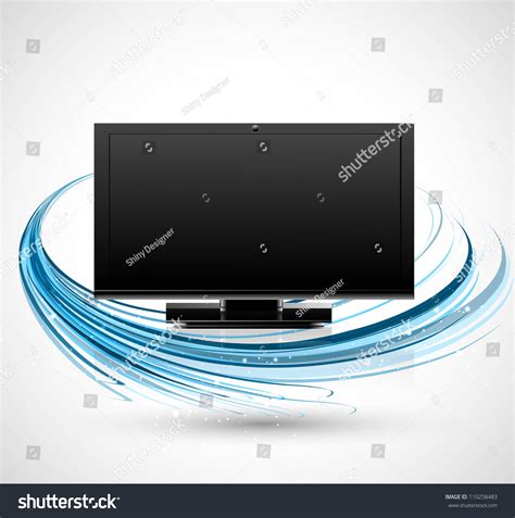 Abstract Led Tv Blank Screen Realistic Reflection Blue
