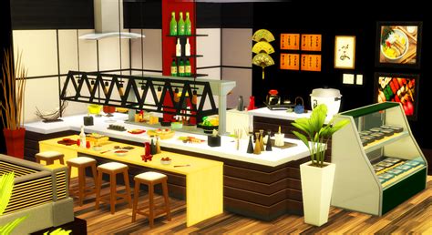 Japanese Sushi Sushi Restaurants Room Tour Sims 4 Breakfast Bar