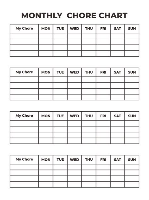 Printable Calendar Chore Chart Summer Chore Charts