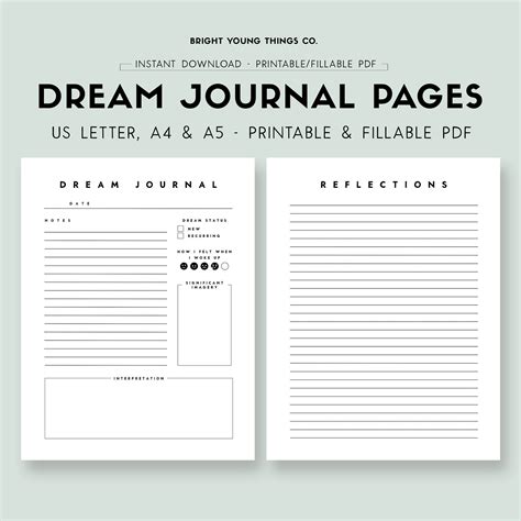 Dream Journal Digital Download Dream Journal Printable Pages Etsy Uk