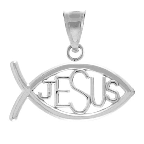 Sterling Silver Ichthus Ichthys Greek Jesus Fish Pendant Necklace