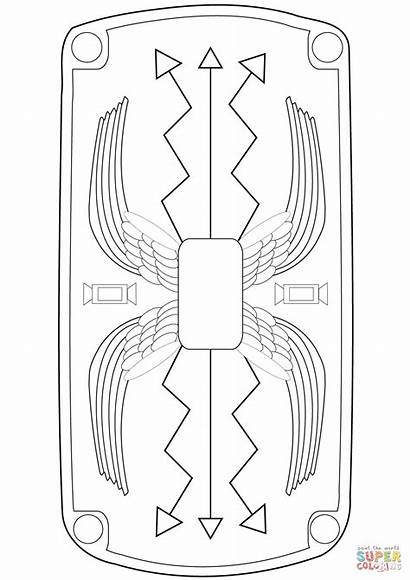 Roman Shield Coloring Template Pages Rome Drawing