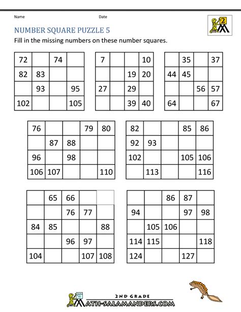 Math Puzzle Worksheets Number Square Puzzles These Math Worksheets