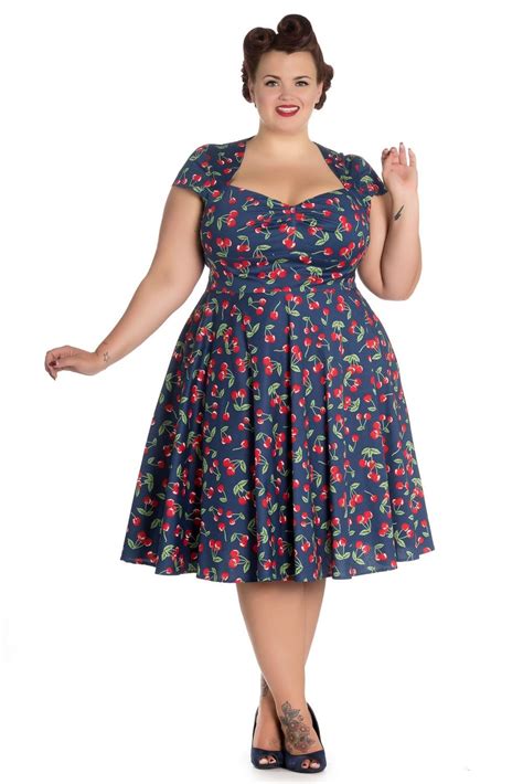 Hell Bunny April 50s Vintage Swing Pin Up Cherry Dress Plus Size Xs