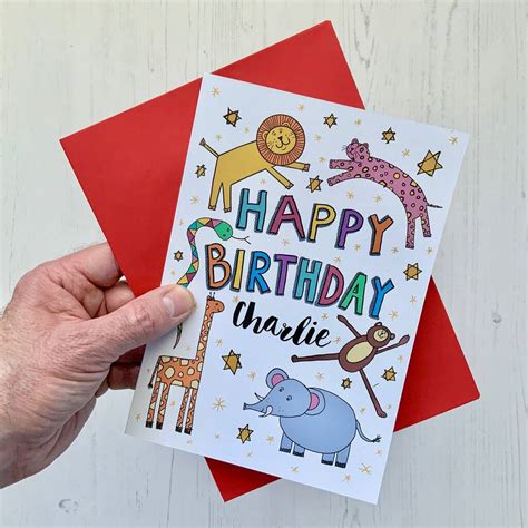 Personalised Childrens Jungle Animal Birthday Card By Adam Regester Design