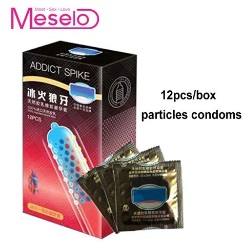 meselo 12pcs box particles condoms for men g spot clitoris vagina stimulator condom adult sex