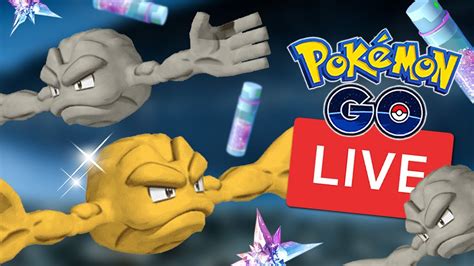 Geodude Shiny Spotlight Hour Hunt Live Pokemon Go Youtube