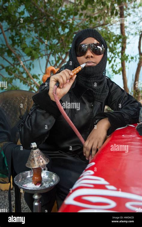 Yemen Sanaa Lady Smoking Chicha In The Only One Coffe Shop For Women