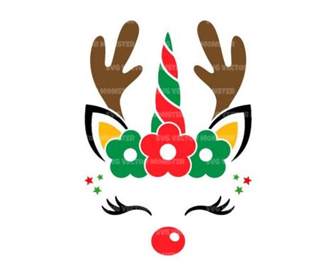 Reindeer Unicorn Svg Cute Christmas Unicorn Svg Download Now Etsy