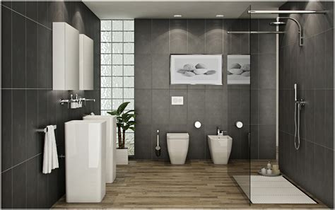 White and grey bathroom features an accent wall painted a velvety gray lined with white shaker gray family friendly mudroom features gray walls with white moldings lined with a long wood bench. Luxurious Bathrooms with Wooden Floors