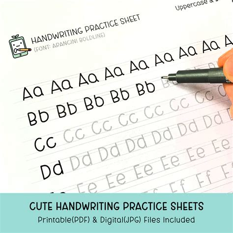 Cute Handwriting Practice Sheets Printable Handwriting Etsy Ireland