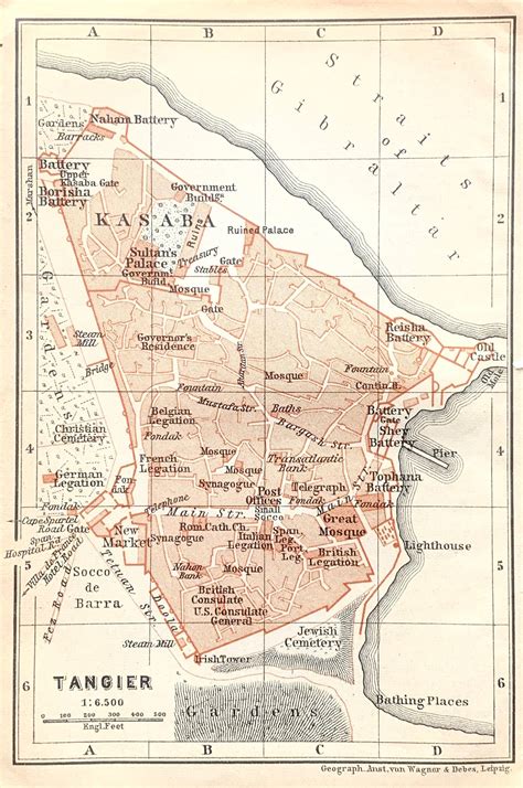 1901 Tangier Morocco Antique Map City Map Tangiers Etsy Canada